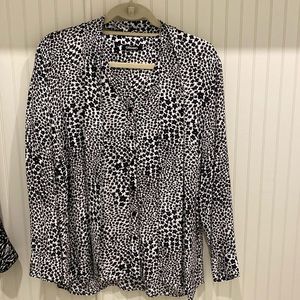 Olsen Black and white blouse, with removable tie, Size 12